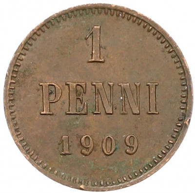 1 пенни 1909 года Русская Финляндия