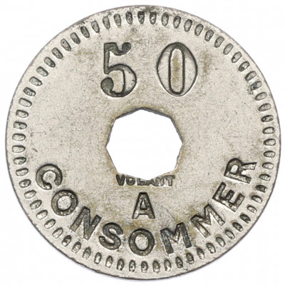 Игровой жетон «50 сантимов» 1902-1937 года Франция