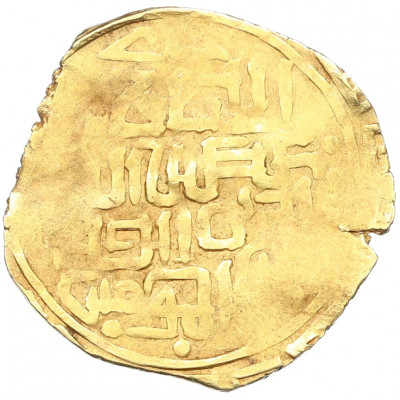 Динар 1227-1242 года (AH 624-639) Великая Монгольская империя (правление Угедея) с именем имама ан-Насир ли-д-дина и эпитетом «хани»