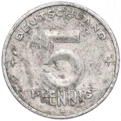 5 пфеннигов 1950 года A Восточная Германия (ГДР)