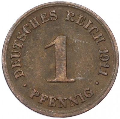 1 пфенниг 1911 года D Германия