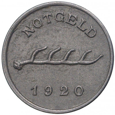 1 пфенниг 1920 года Германия — город Мергентхайм (Нотгельд)