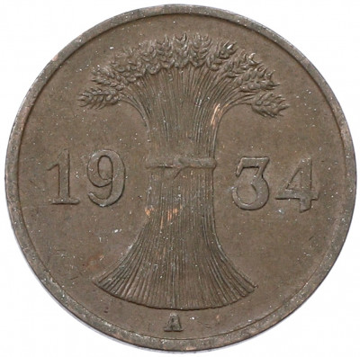1 рейхспфенниг 1934 года A Германия
