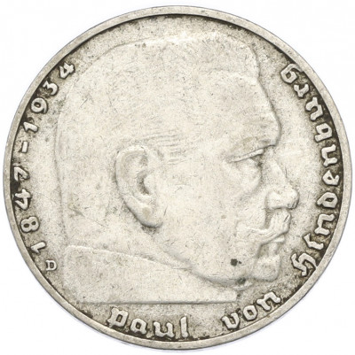 2 рейхсмарки 1936 года D Германия