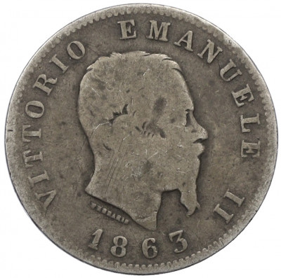 1 лира 1863 года M Италия