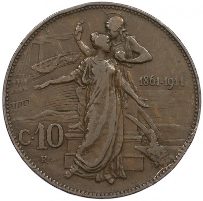 10 чентезимо 1911 года Италия «50 лет Королевству»