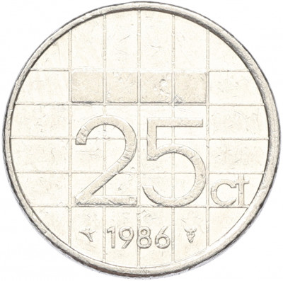 25 центов 1986 года Нидерланды