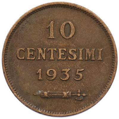 10 чентезимо 1935 года Сан-Марино