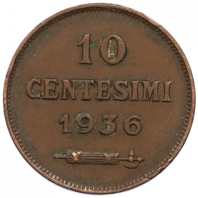 10 чентезимо 1936 года Сан-Марино