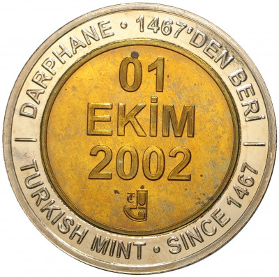 1 миллион лир 2002 года Турция «535 лет Стамбульскому монетному двору — 1 октября»