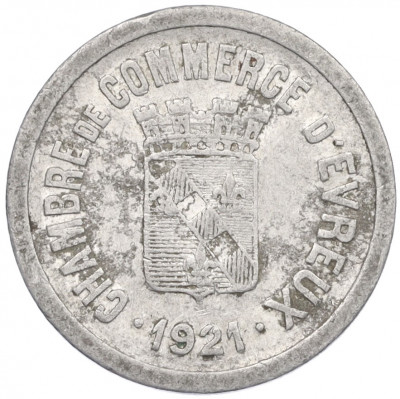 10 сантимов 1921 года Франция — город Эвре (Нотгельд)