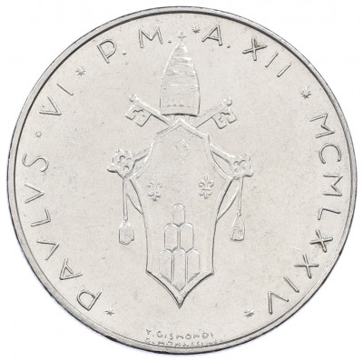 100 лир 1974 года Ватикан