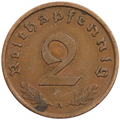2 рейхспфеннига 1938 года A Германия