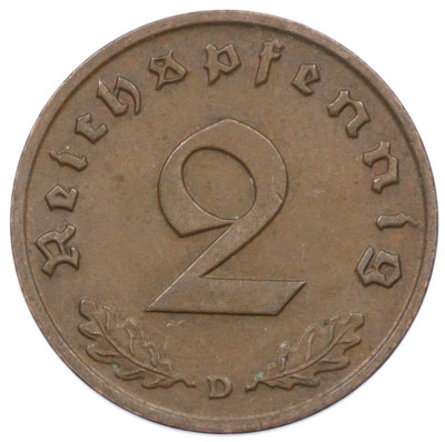 2 рейхспфеннига 1939 года D Германия