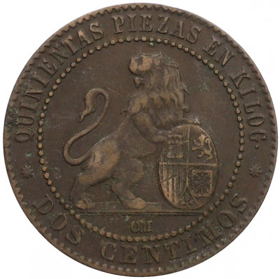 2 сентимо 1870 года Испания