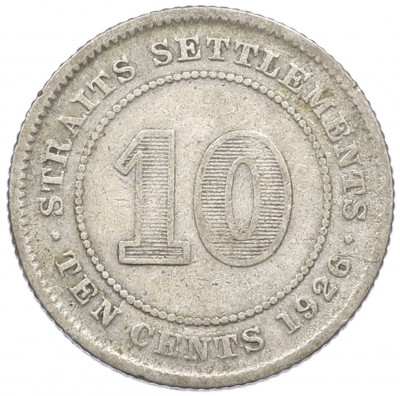 10 центов 1926 года Стрейтс Сетлментс