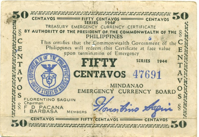 50 сентаво 1944 года Филиппины — провинция Минданао