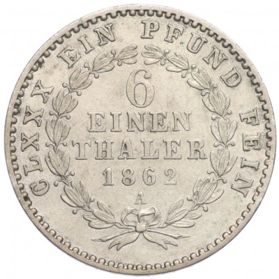 1/6 талера 1862 года A Ангальт-Бернбург