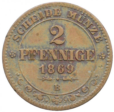 2 пфеннига 1869 года Саксония