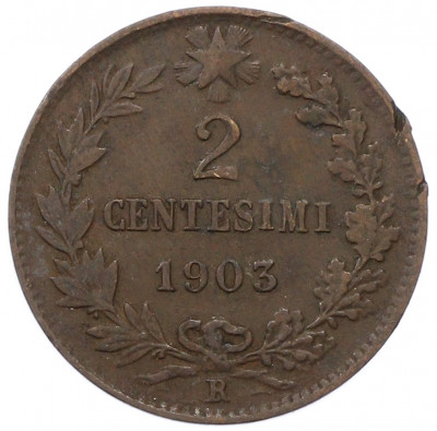 2 чентезимо 1903 года Италия