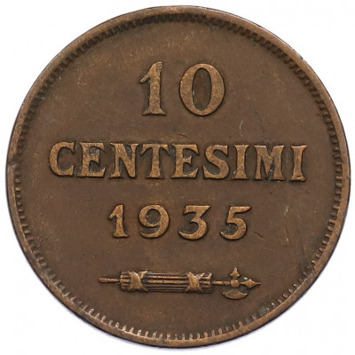 10 чентезимо 1935 года Сан-Марино