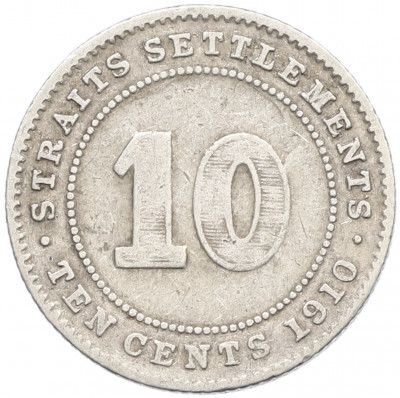 10 центов 1910 года Стрейтс Сетлментс