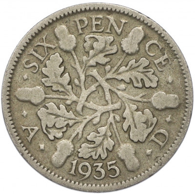 6 пенсов 1935 года Великобритания