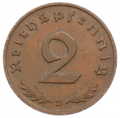 2 рейхспфеннига 1937 года D Германия