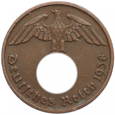 2 рейхспфеннига 1938 года D Германия