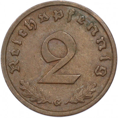 2 рейхспфеннига 1938 года G Германия