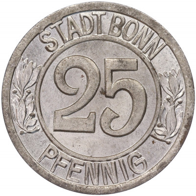 25 пфеннигов 1920 года Германия — город Бонн «Бетховен» (Нотгельд)