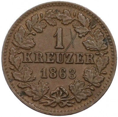 1 крейецер 1863 года Нассау