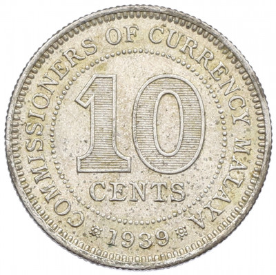 10 центов 1939 года Малайя