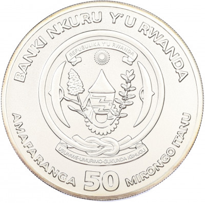50 франков 2015 года Руанда «Африканская унция — Буйвол»