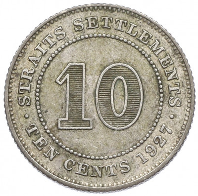 10 центов 1927 года Стрейтс Сетлментс