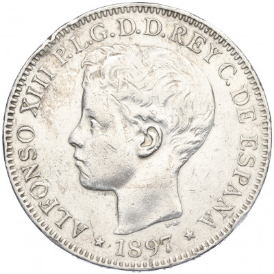 1 песо 1897 года Испанские Филиппины