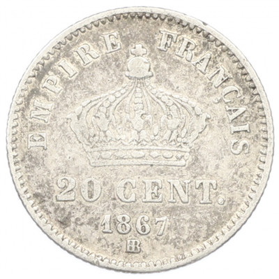 20 сантимов 1867 года BB Франция