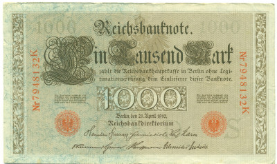 1000 марок 1910 года Германия
