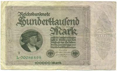 100000 марок 1923 года Германия
