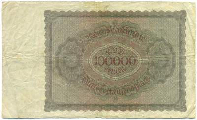 100000 марок 1923 года Германия