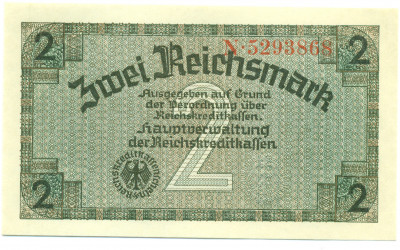 2 рейхсмарки 1940 года Германия (Для оккупированных территорий)