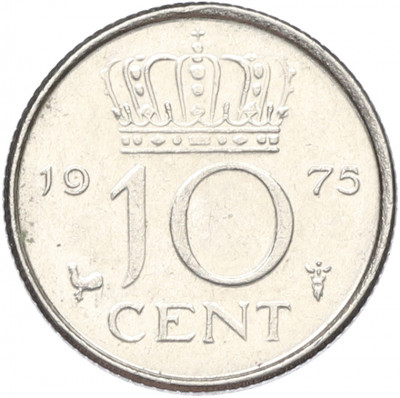 10 центов 1975 года Нидерланды