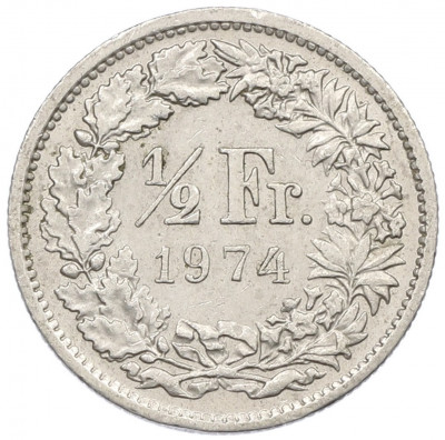 1/2 франка 1974 года Швейцария