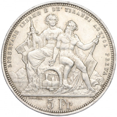 5 франков 1883 года Швейцария «Стрелковый фестиваль в Лугано»