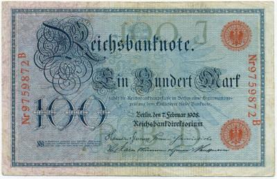 100 марок 1908 года Германия