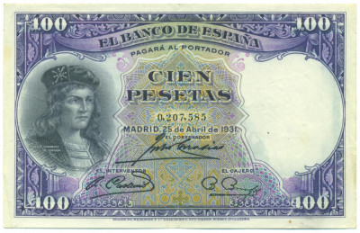 100 песет 1931 года Испания