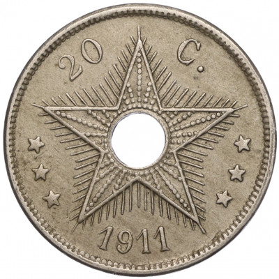 20 сантимов 1911 года Бельгийское Конго