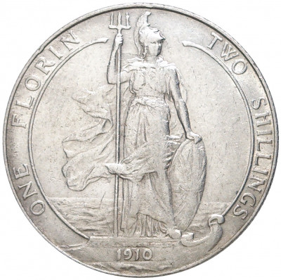 1 флорин (2 шиллинга) 1910 года Великобритания