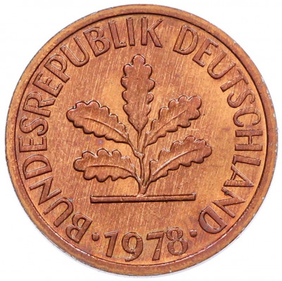 1 пфенниг 1978 года G Западная Германия (ФРГ)