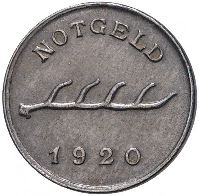 2 пфеннига 1920 года Германия — город Мергентхайм (Нотгельд)